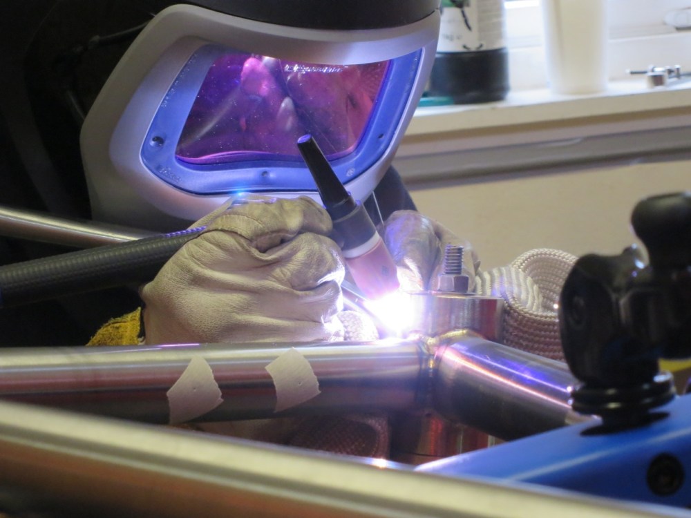 Matt laying down the weld around the bottom bracket